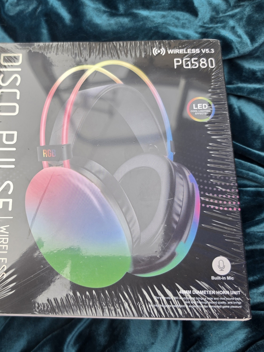 Wireless RGB Over-Ear Headphones - Black with Multicolor LED Accents